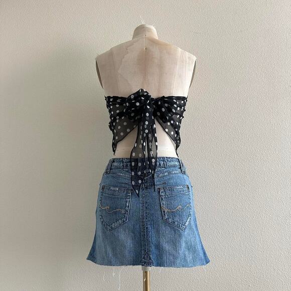 handmade black &white polka dot back tie bandeau - Picture 5 of 8